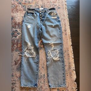 Frame Denim Faded Light Blue Button-Fly Jeans Le Original
